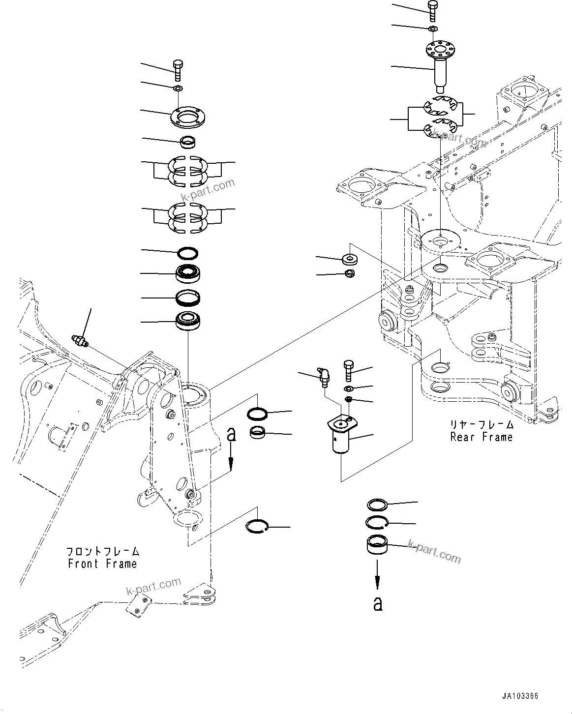 Komatsu parts book diagram for WA200-8 S/N 91001-UP: HINGE PIN, (#85982-)
