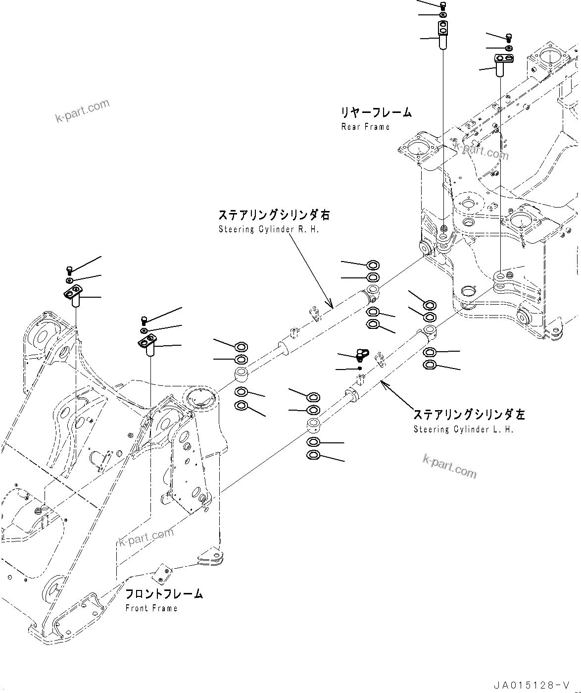 Komatsu parts book diagram for WA200-8 S/N 91001-UP: STEERING CYLINDER, MOUNTING(#85001-)