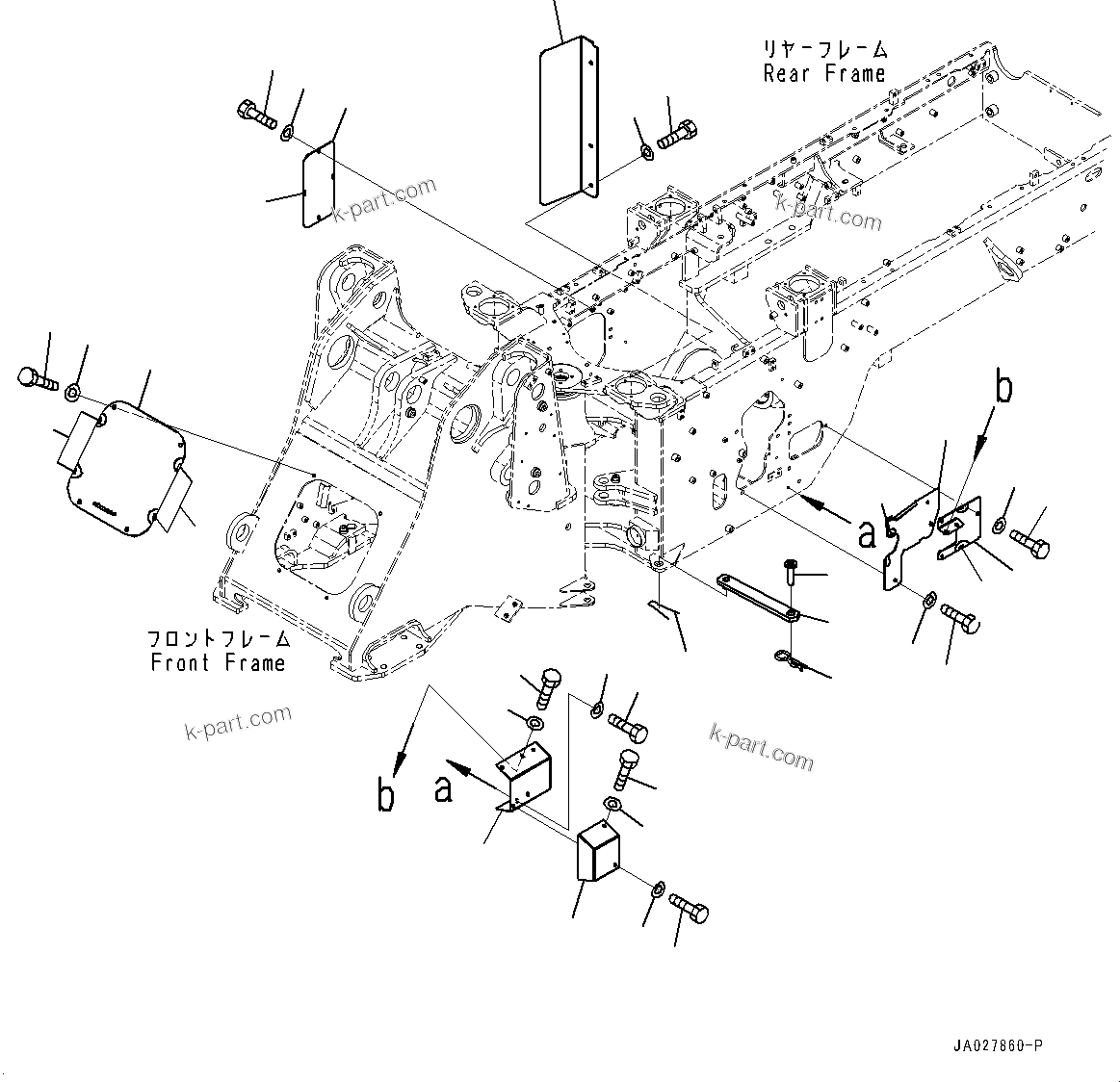 Komatsu parts book diagram for WA200-8 S/N 91001-UP: ARTICULATE LOCK BAR AND FRAME COVER, (#85001-)