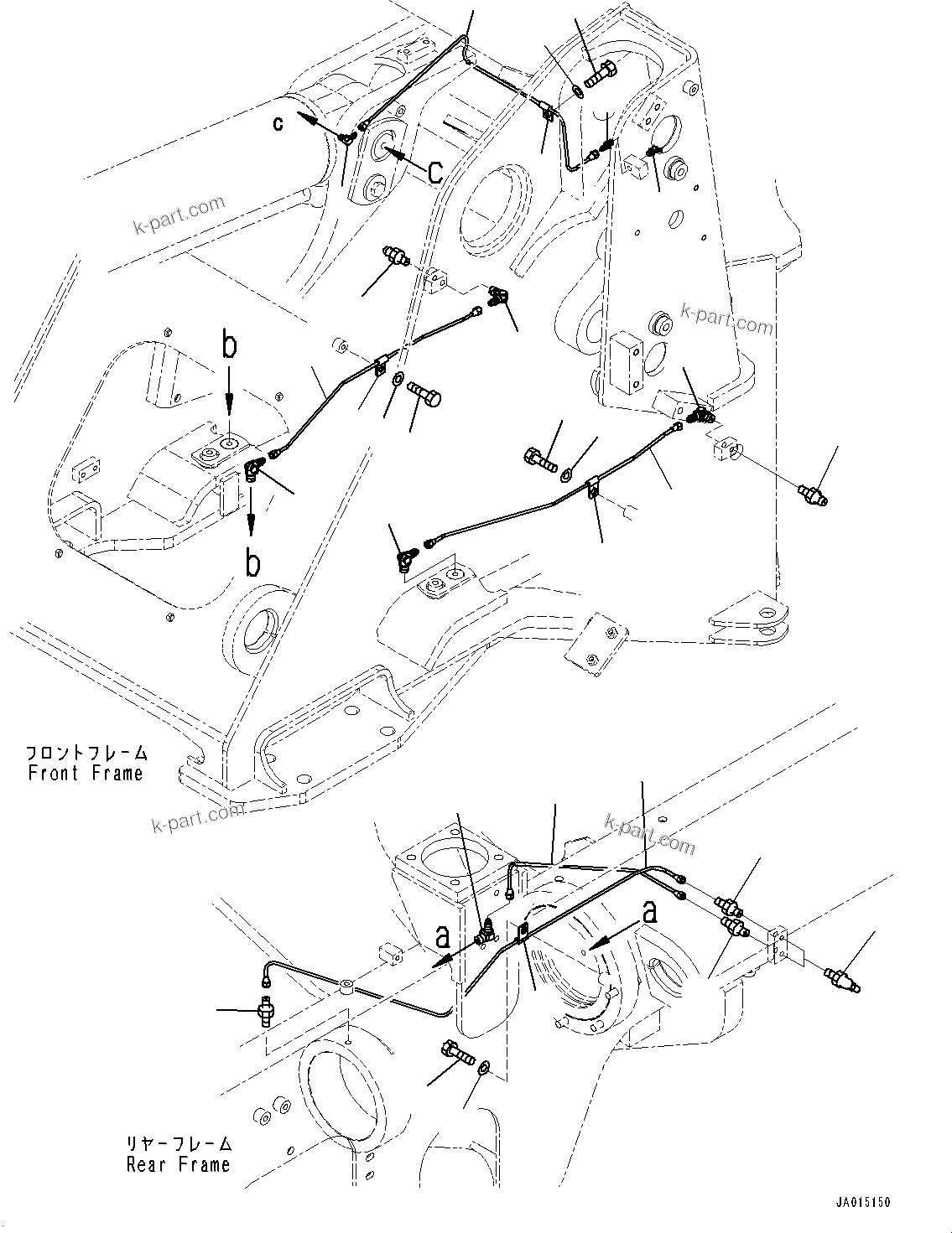 Komatsu parts book diagram for WA200-8 S/N 91001-UP: REMOTE GREASING TUBE, (#85001-)