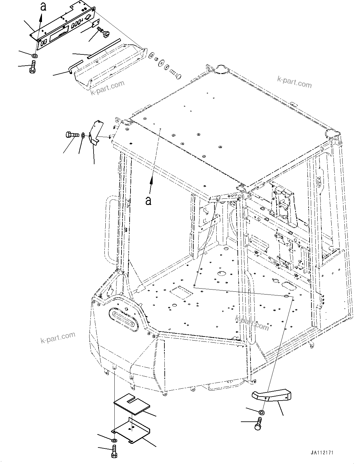 Komatsu parts book diagram for WA200-8 S/N 91001-UP: ROPS CAB AND FLOOR FRAME GROUP, RADIO MOUNTING(#85001-)