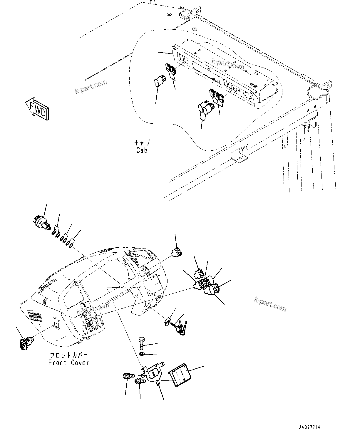Komatsu parts book diagram for WA200-8 S/N 91001-UP: ROPS CAB AND FLOOR FRAME GROUP, FLOOR, SWITCH(#85001-88306)