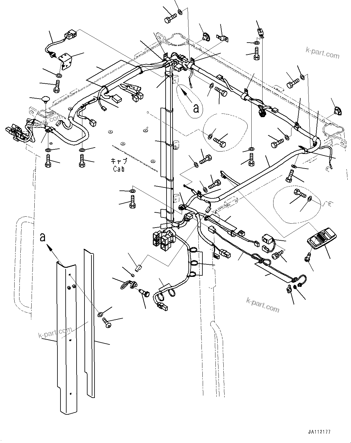 Komatsu parts book diagram for WA200-8 S/N 91001-UP: ROPS CAB AND FLOOR FRAME GROUP, CAB WIRING HARNESS(#85001-87720)