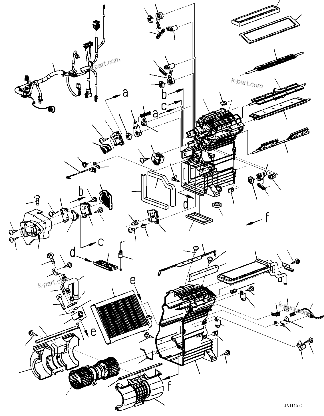 Komatsu parts book diagram for WA200-8 S/N 91001-UP: ROPS CAB AND FLOOR FRAME GROUP, INNER PARTS, AIR CONDITIONER UNIT(#85001-)