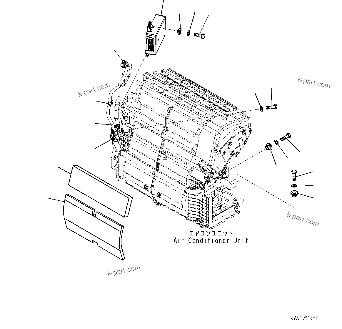 Komatsu parts book diagram for WA200-8 S/N 91001-UP: ROPS CAB AND FLOOR FRAME GROUP, AIR CONDITIONER CONTROLLER(#85001-)