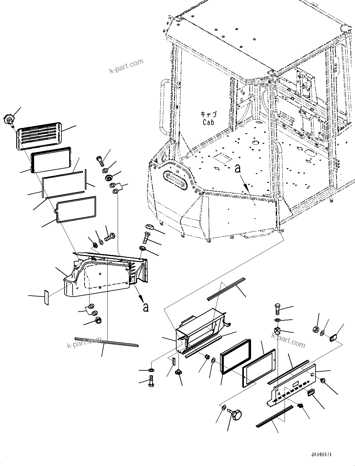 Komatsu parts book diagram for WA200-8 S/N 91001-UP: ROPS CAB AND FLOOR FRAME GROUP, AIR CONDITIONER FRESH AIR FILTER(#85001-)