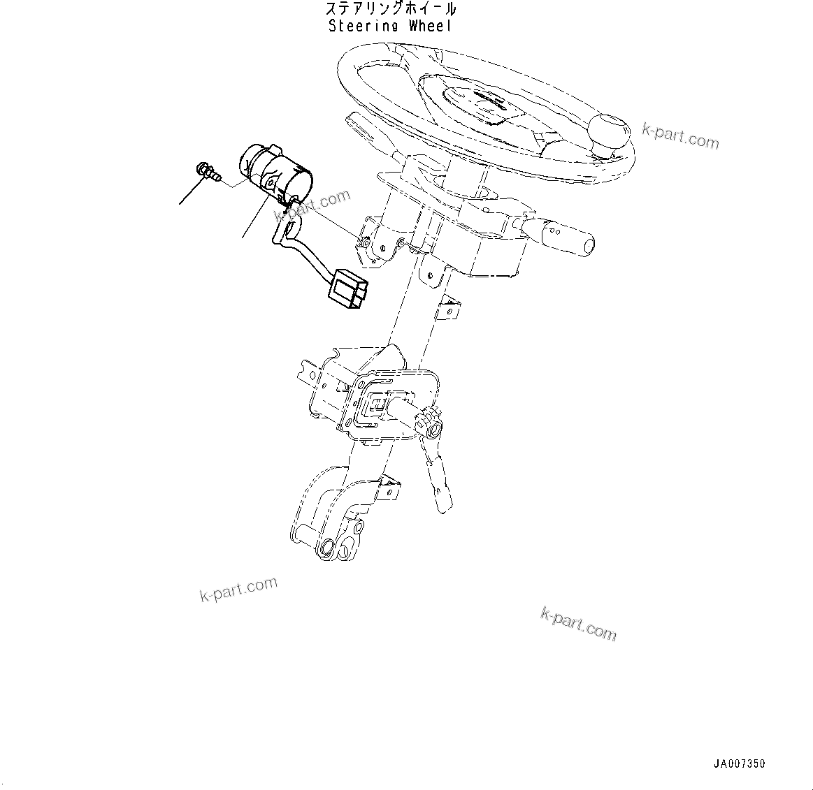 Komatsu parts book diagram for WA200-8 S/N 91001-UP: ROPS CAB AND FLOOR FRAME GROUP, WIPER SWITCH(#85001-)
