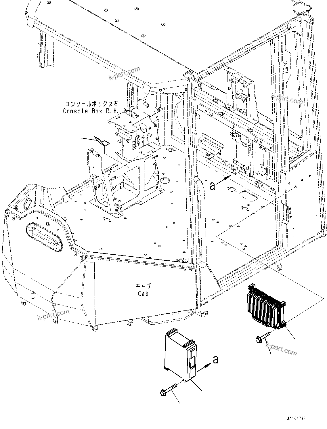 Komatsu parts book diagram for WA200-8 S/N 91001-UP: ROPS CAB AND FLOOR FRAME GROUP, CONTROLLER(#85001-)