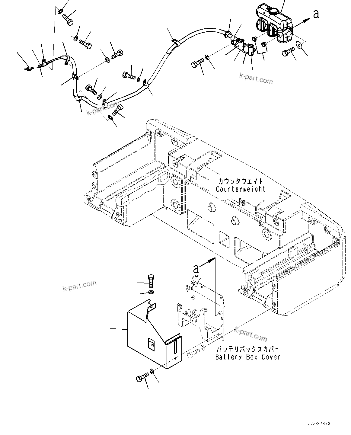 Komatsu parts book diagram for WA200-8 S/N 91001-UP: WINDOW WASHER TANK, (#85001-)