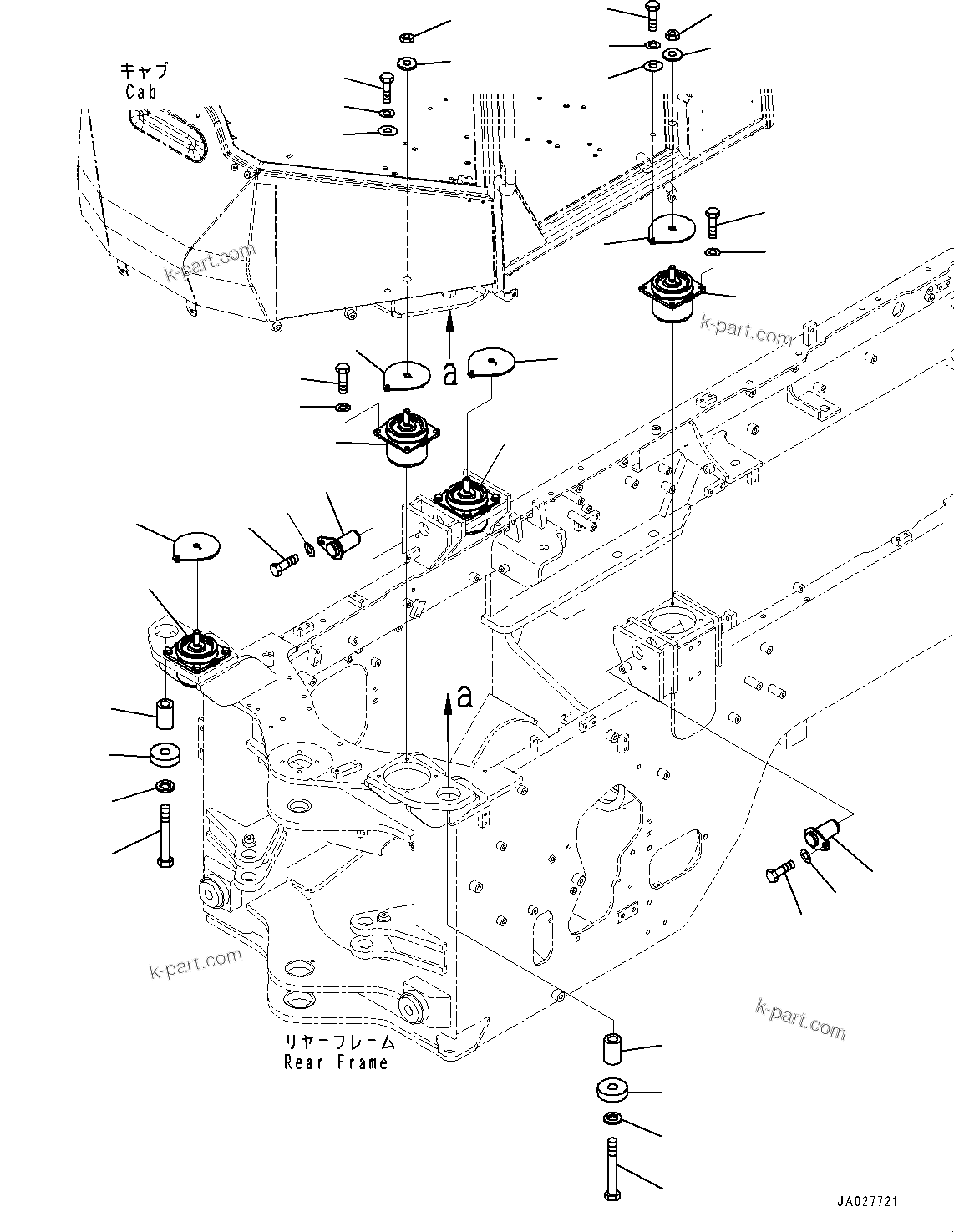 Komatsu parts book diagram for WA200-8 S/N 91001-UP: FLOOR FRAME MOUNTING, (#85001-)