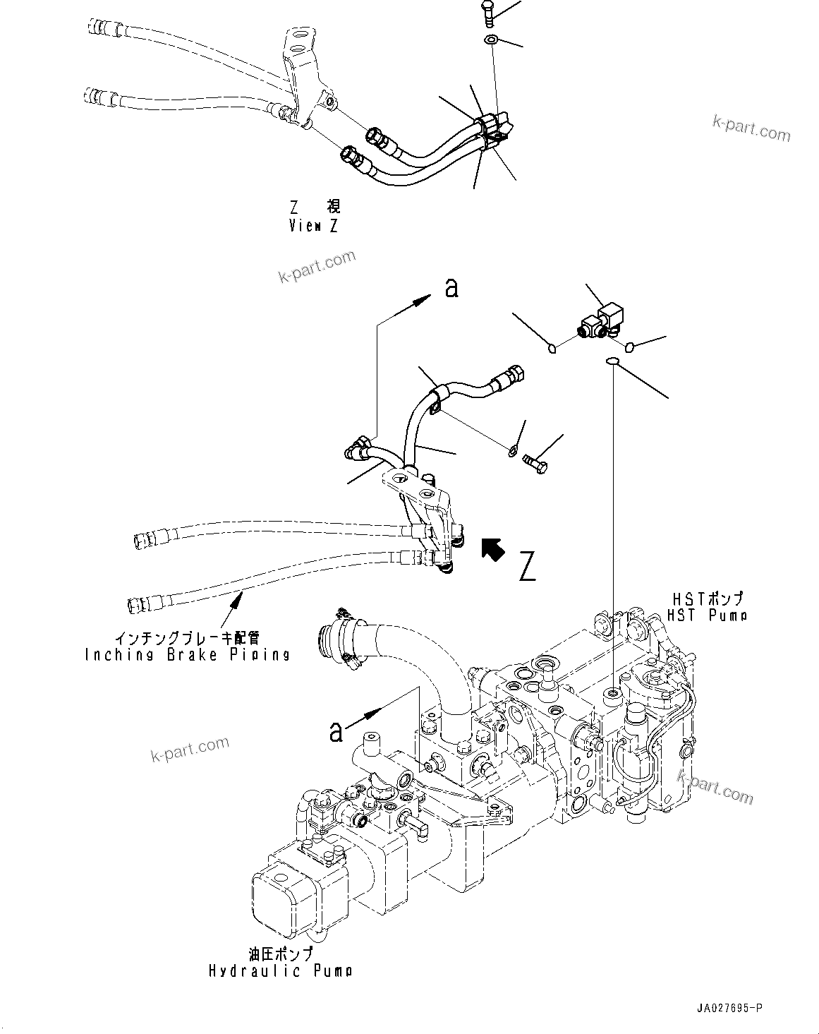 Komatsu parts book diagram for WA200-8 S/N 91001-UP: INCHING CONTROL, (#85001-)