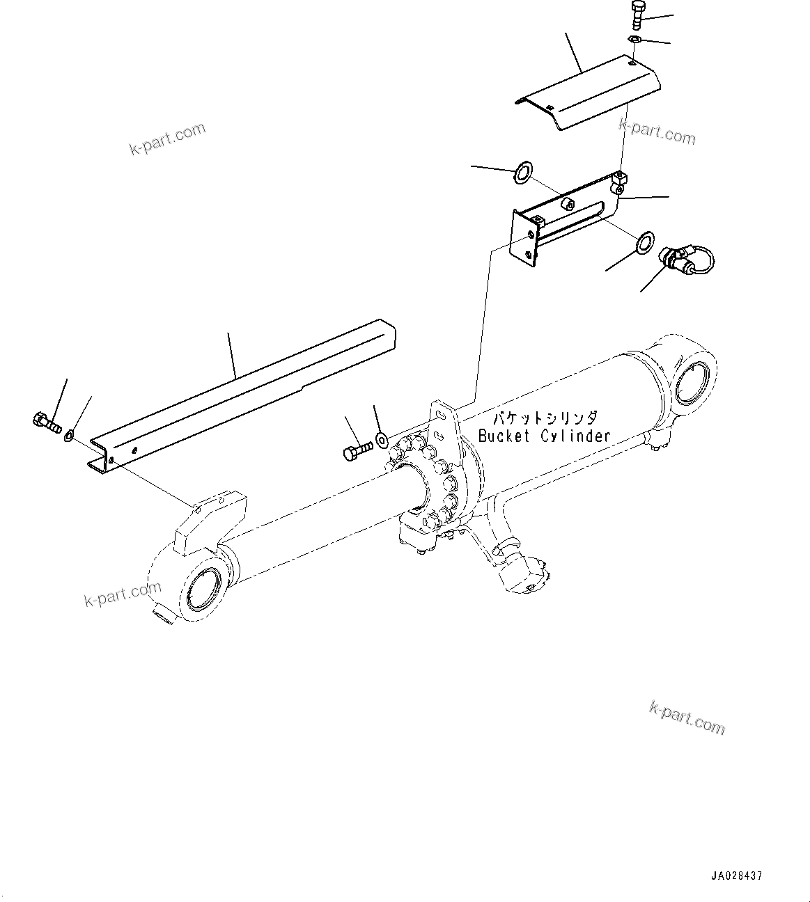 Komatsu parts book diagram for WA200-8 S/N 91001-UP: BUCKET POSITIONER, (#85001-)