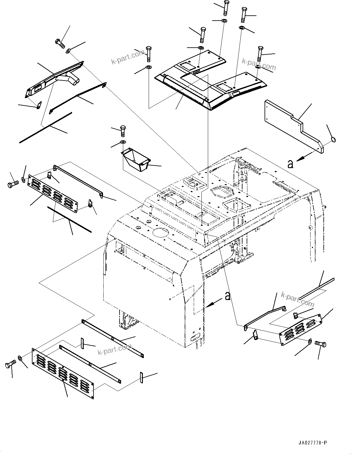 Komatsu parts book diagram for WA200-8 S/N 91001-UP: HOOD, COVER (1/2)(#85001-)