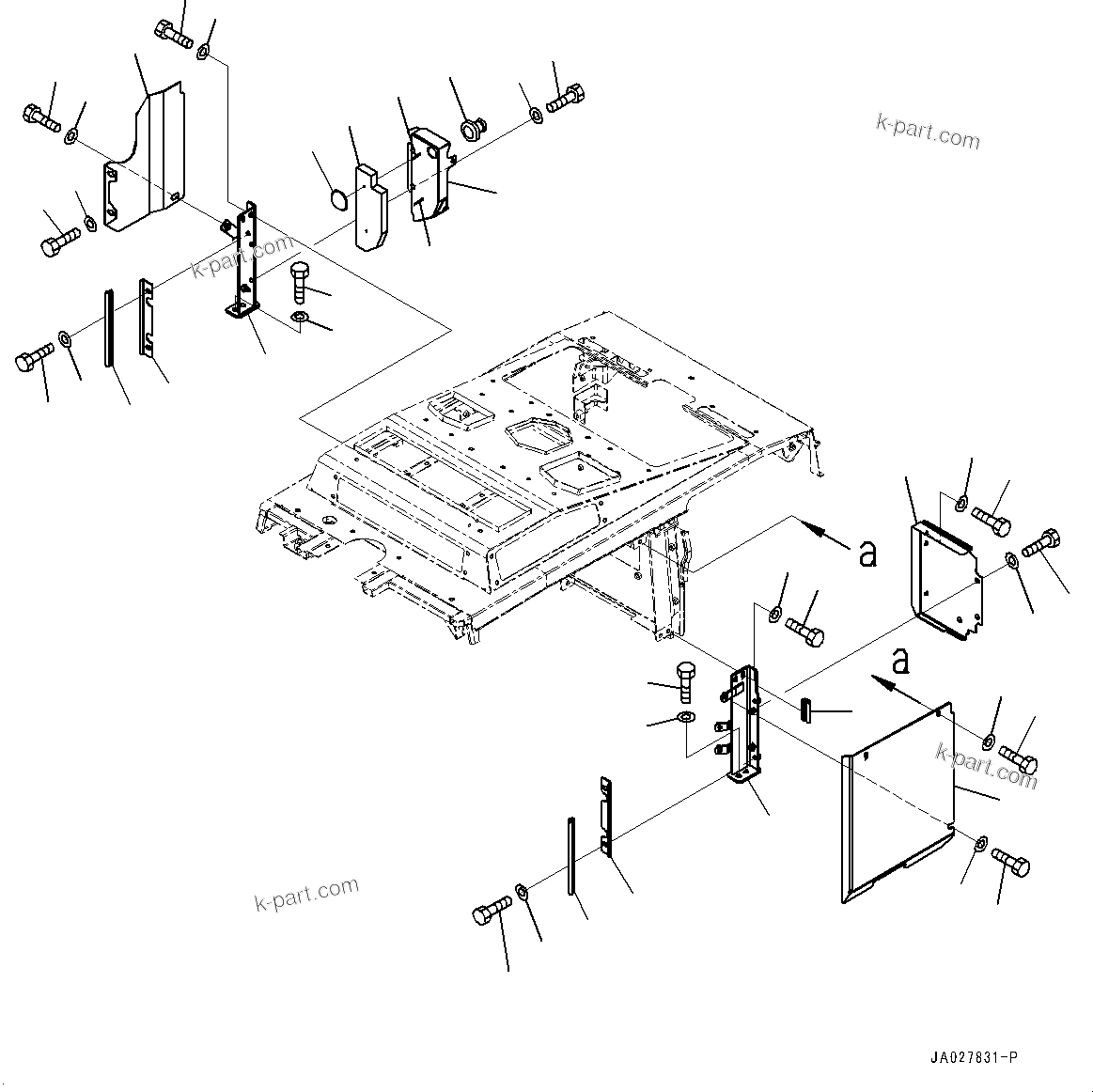 Komatsu parts book diagram for WA200-8 S/N 91001-UP: HOOD, BAFFLE PLATE(#85001-87927)