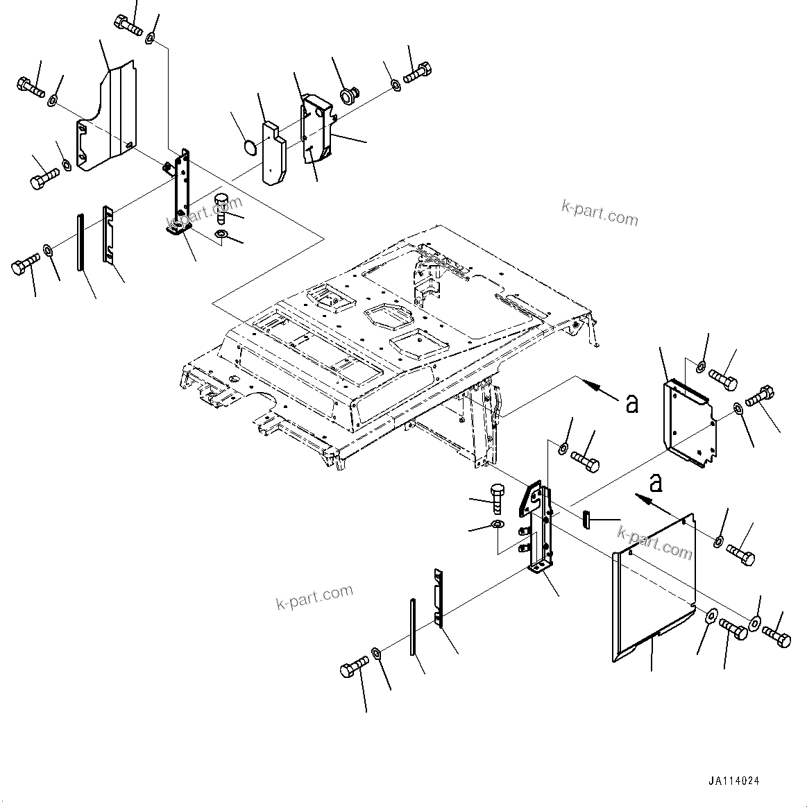 Komatsu parts book diagram for WA200-8 S/N 91001-UP: HOOD, BAFFLE PLATE(#87928-)