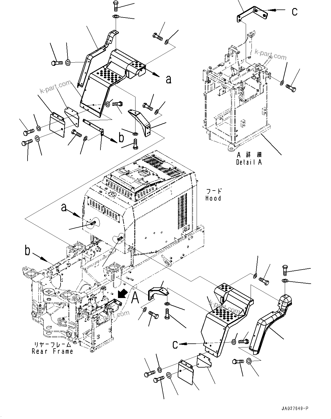 Komatsu parts book diagram for WA200-8 S/N 91001-UP: REAR FENDER, FENDER AND BRACKET (FULL-LENGTH TYPE)(#85001-)