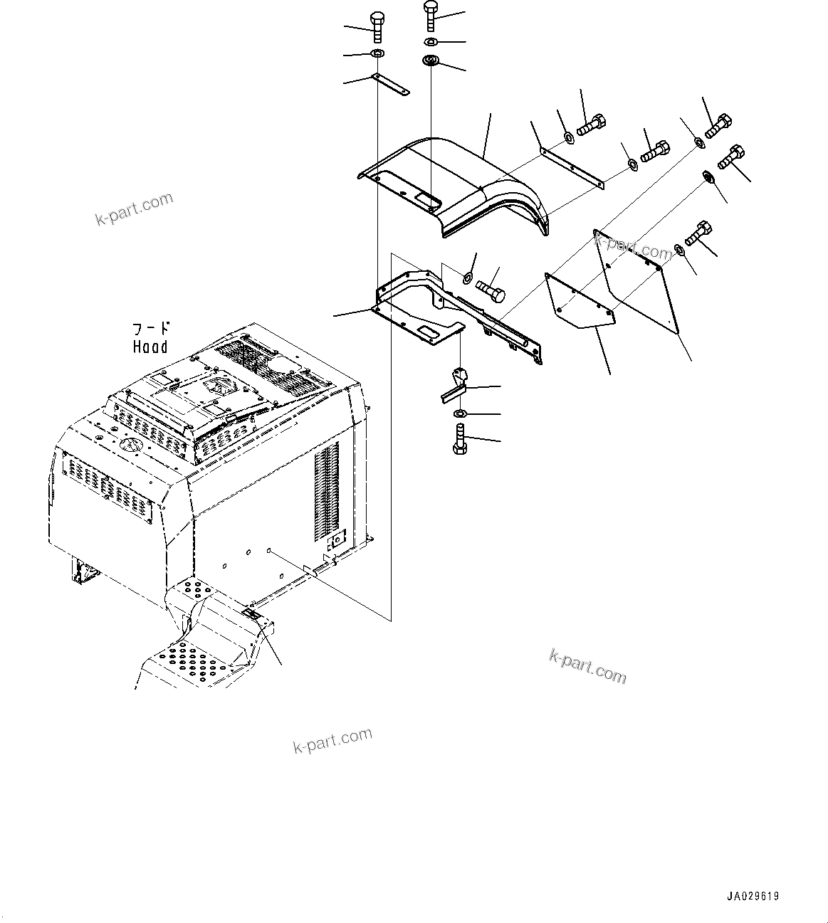 Komatsu parts book diagram for WA200-8 S/N 91001-UP: REAR FENDER, COVER (1/2) (FULL-LENGTH TYPE)(#85001-)