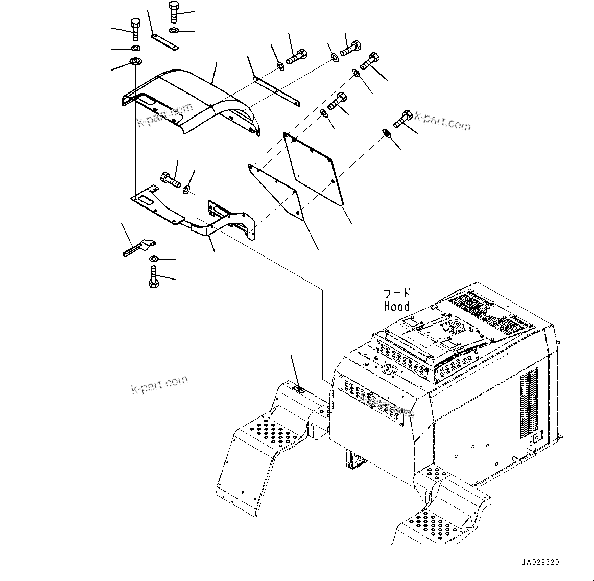 Komatsu parts book diagram for WA200-8 S/N 91001-UP: REAR FENDER, COVER (2/2) (FULL-LENGTH TYPE)(#85001-)