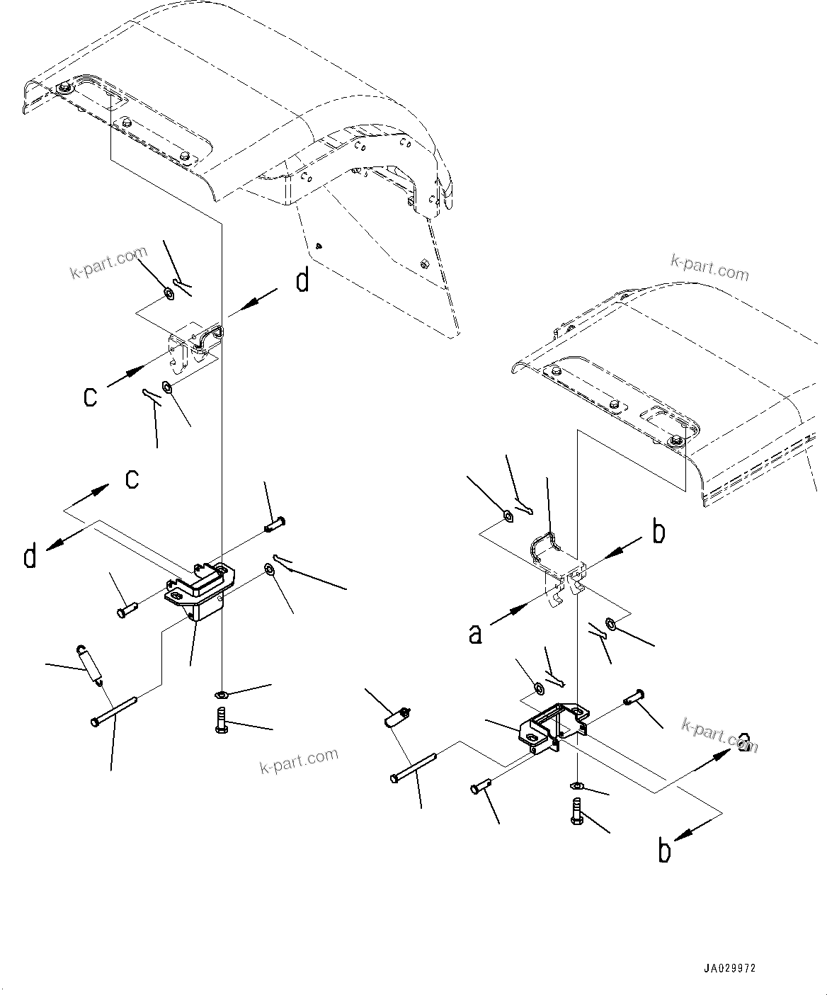 Komatsu parts book diagram for WA200-8 S/N 91001-UP: REAR FENDER, PIN (FULL-LENGTH TYPE)(#85001-)