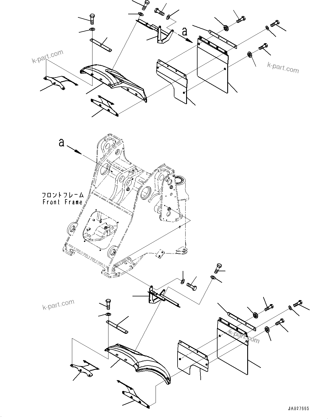 Komatsu parts book diagram for WA200-8 S/N 91001-UP: FRONT FENDER, (#85001-)