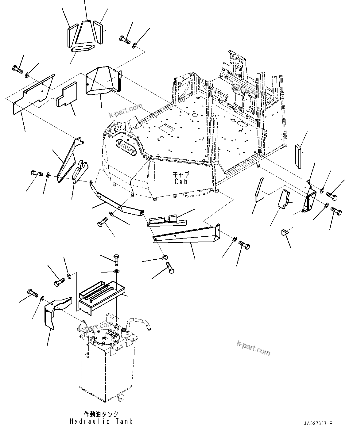 Komatsu parts book diagram for WA200-8 S/N 91001-UP: FLOOR FRAME COVER, (#85001-)