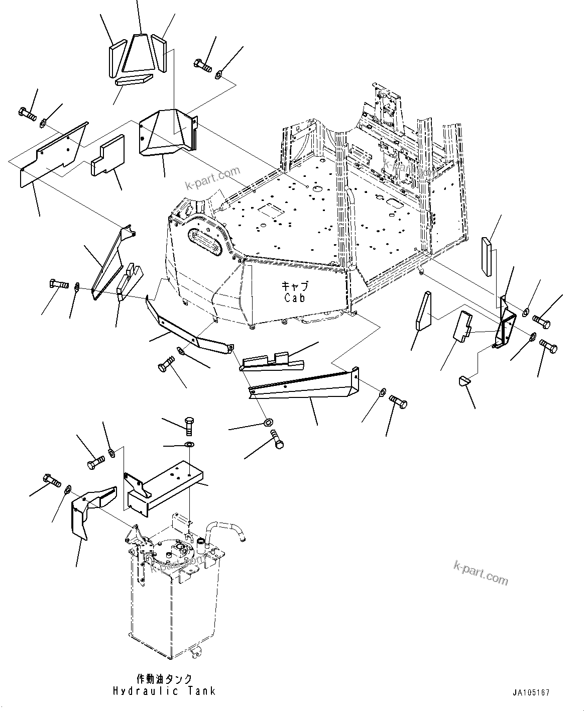 Komatsu parts book diagram for WA200-8 S/N 91001-UP: FLOOR FRAME COVER, (WITH FRONT STEP)(#85001-)