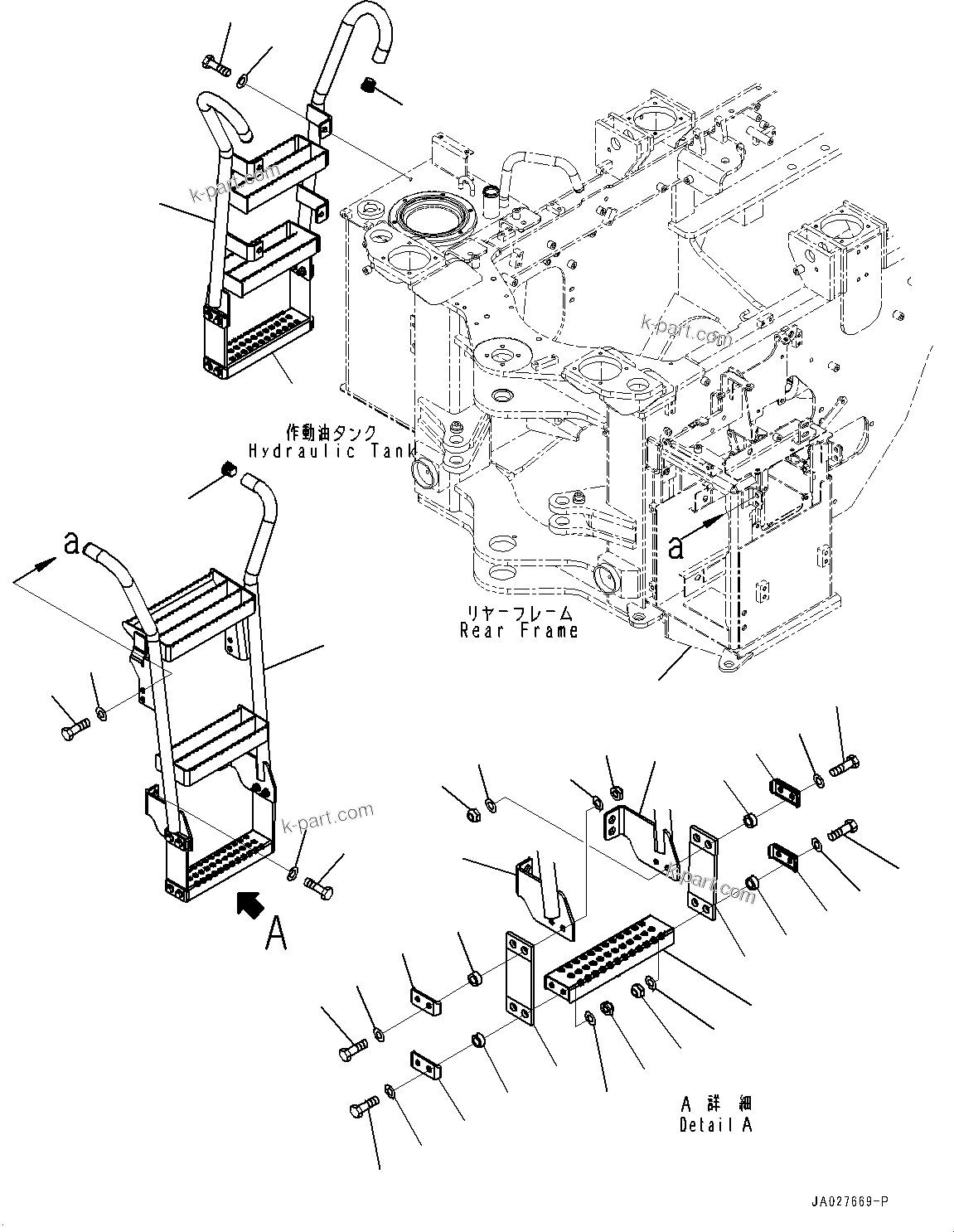Komatsu parts book diagram for WA200-8 S/N 91001-UP: LADDER, LADDER AND STEP(#85001-)