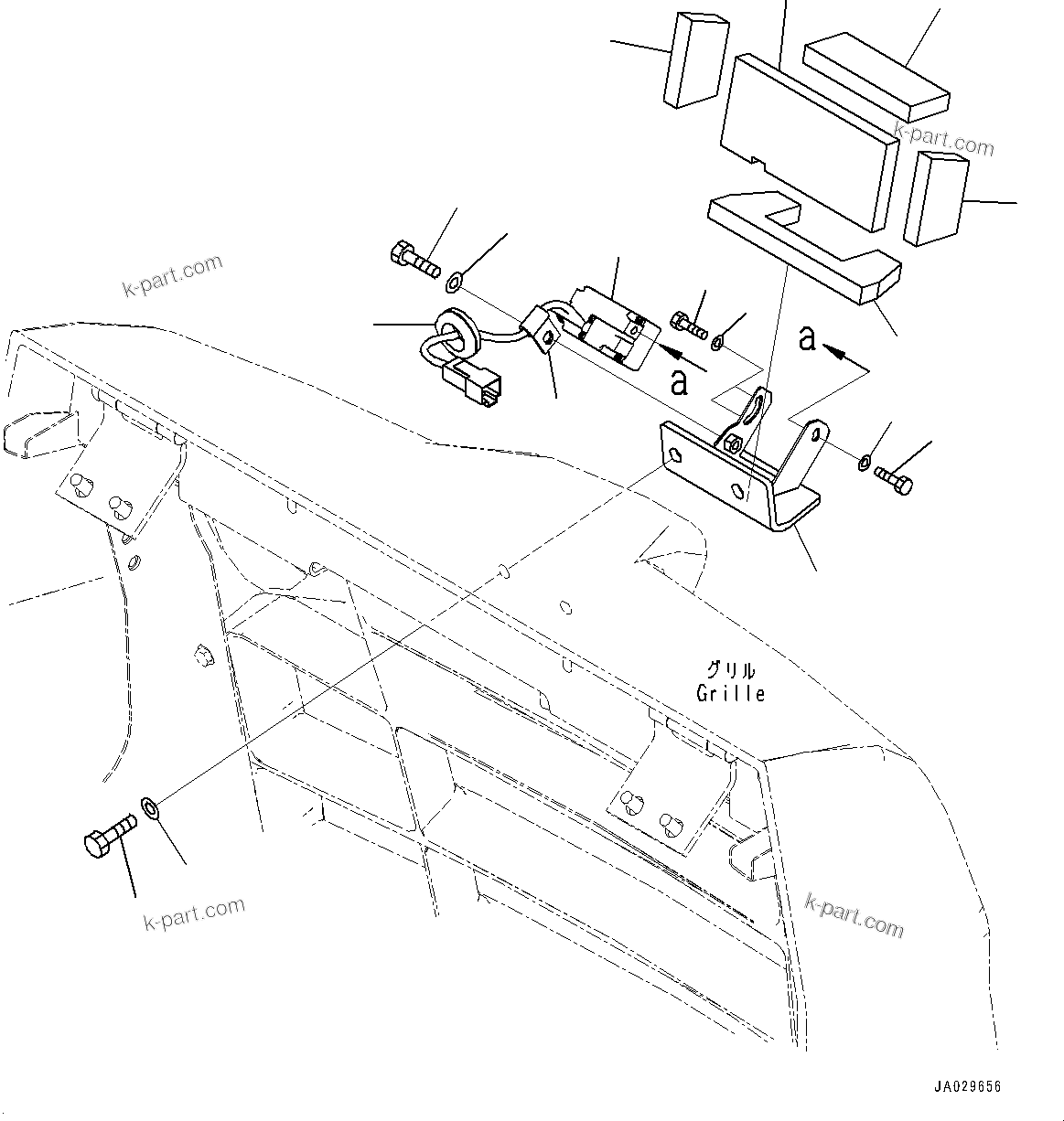 Komatsu parts book diagram for WA200-8 S/N 91001-UP: MIRROR, REARVIEW CAMERA(#85001-)
