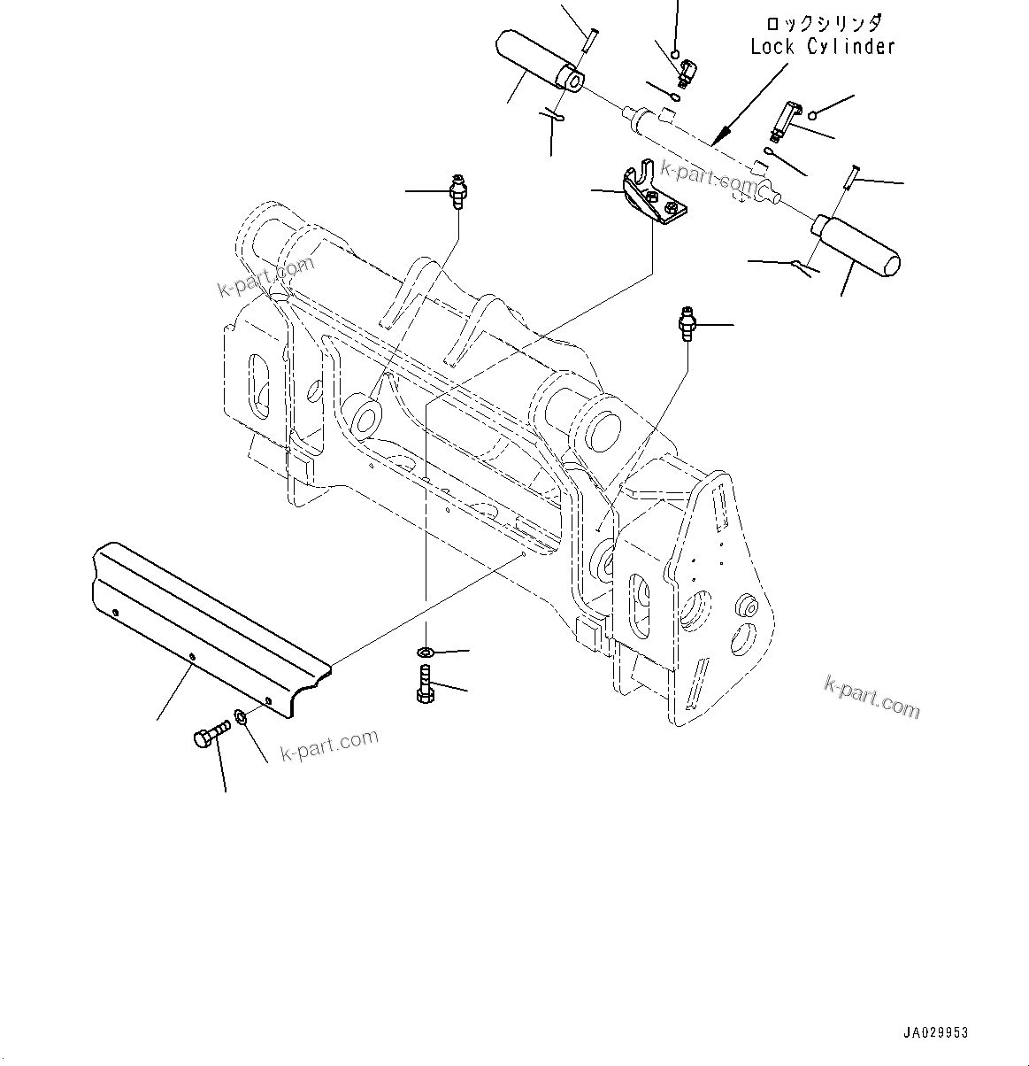 Komatsu parts book diagram for WA200-8 S/N 91001-UP: QUICK COUPLER, PIN (WITH 3-SPOOL CONTROL VALVE, QUICK COUPLER, JRB)(#85007-)