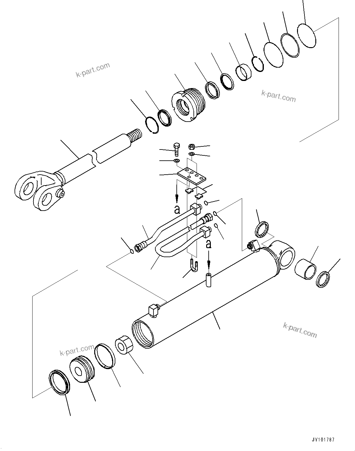 Komatsu parts book diagram for WA200-8 S/N 91001-UP: BOOM LIFT CYLINDER, INNER PARTS, LIFT CYLINDER, R.H.(#85113-)