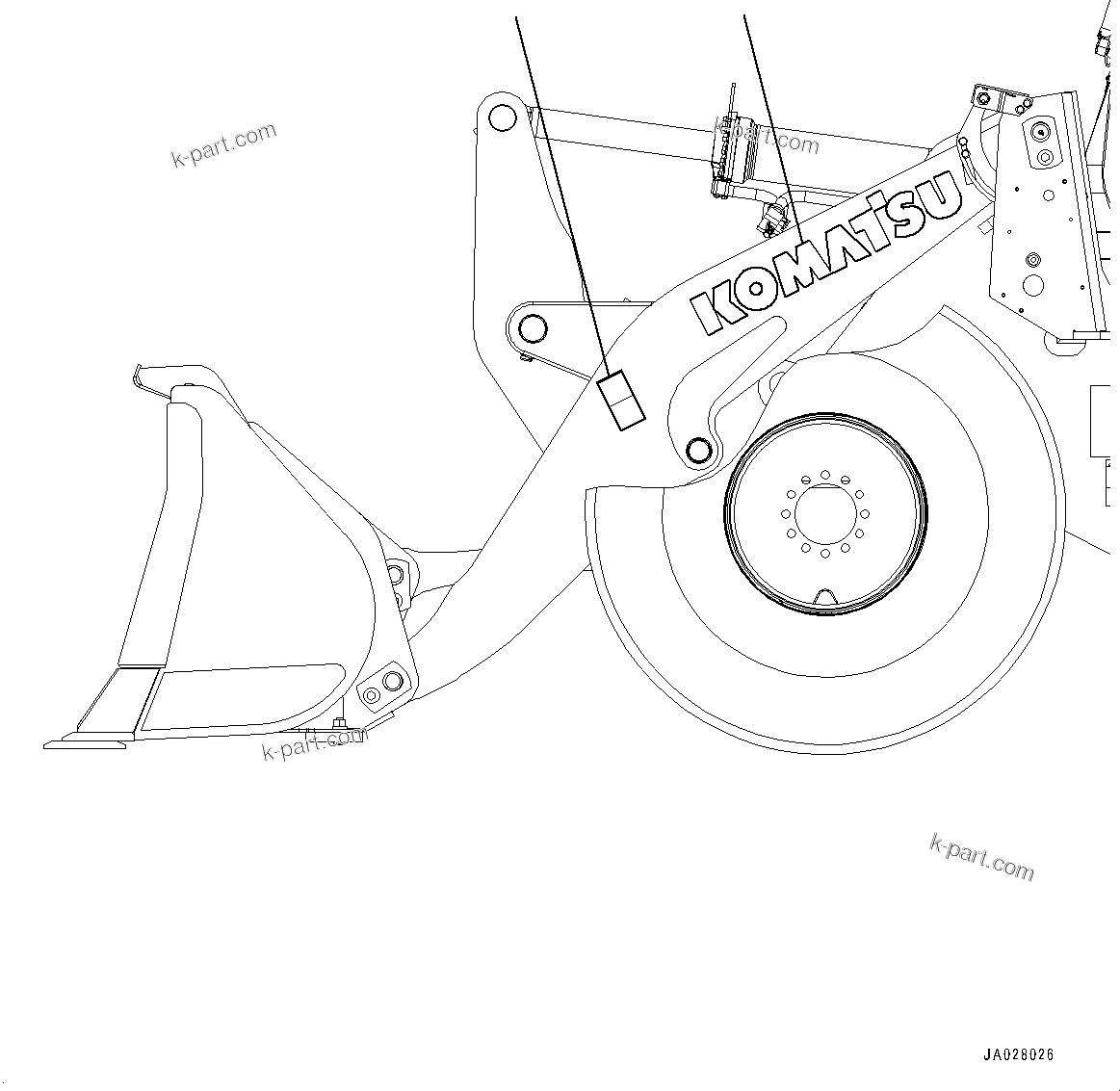 Komatsu parts book diagram for WA200-8 S/N 91001-UP: DECAL, BOOM(#85001-)