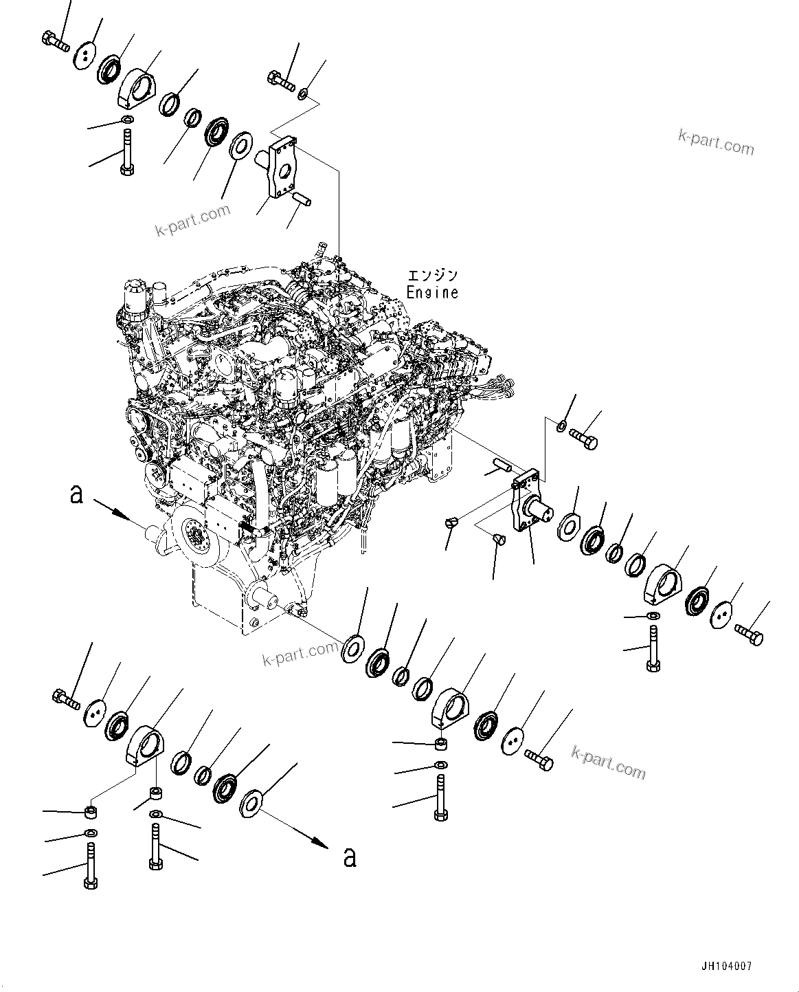 Komatsu parts book diagram for D475A-8E0 S/N 51001-UP: ENGINE MOUNTING, (#50001-)