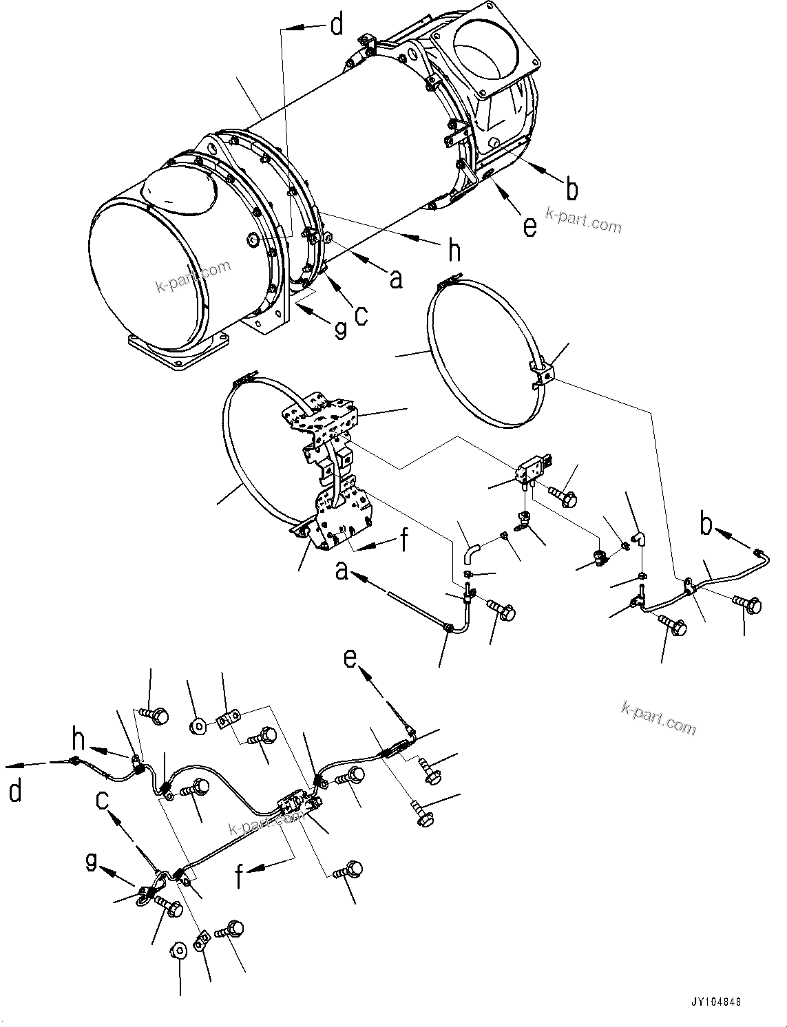 Komatsu parts book diagram for D475A-8E0 S/N 51001-UP: EXHAUST PIPE, INNER PARTS, KOMATSU DIESEL PARTICULATE FILTER (KDPF) A(#50001-)