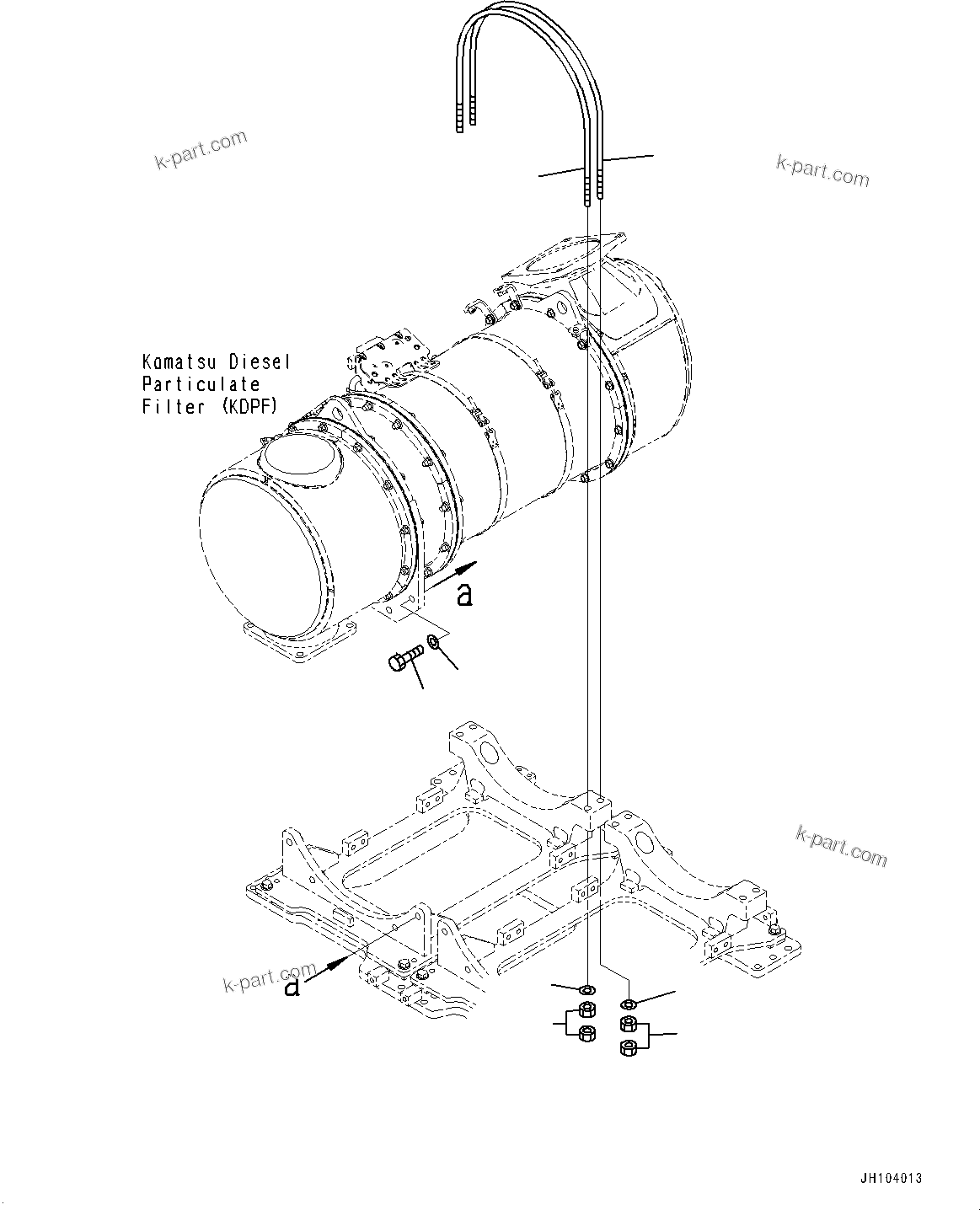 Komatsu parts book diagram for D475A-8E0 S/N 51001-UP: EXHAUST PIPE, KOMATSU DIESEL PARTICULATE FILTER (KDPF) MOUNTING (2/2)(#50001-)