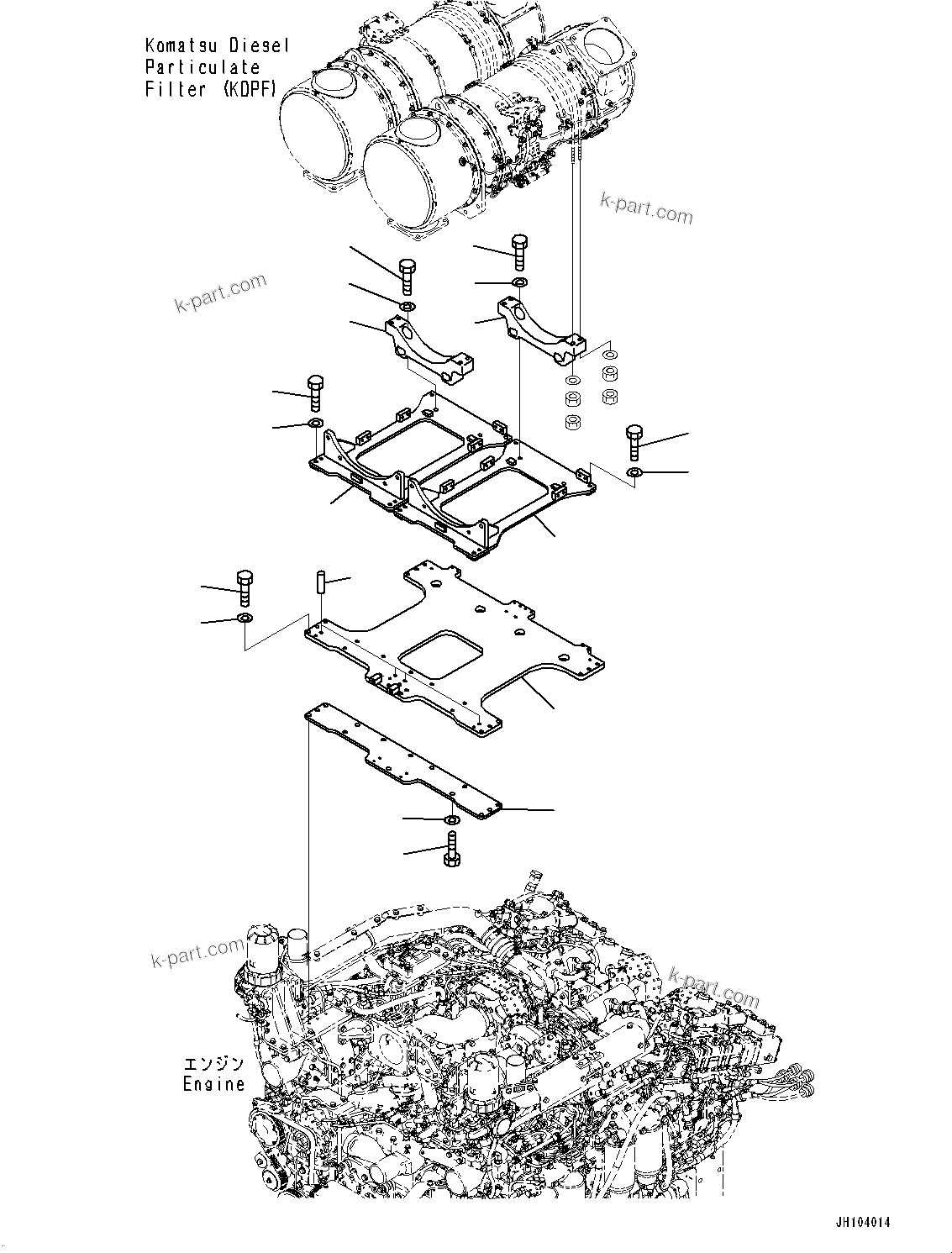 Komatsu parts book diagram for D475A-8E0 S/N 51001-UP: EXHAUST PIPE, BRACKET(#50001-)