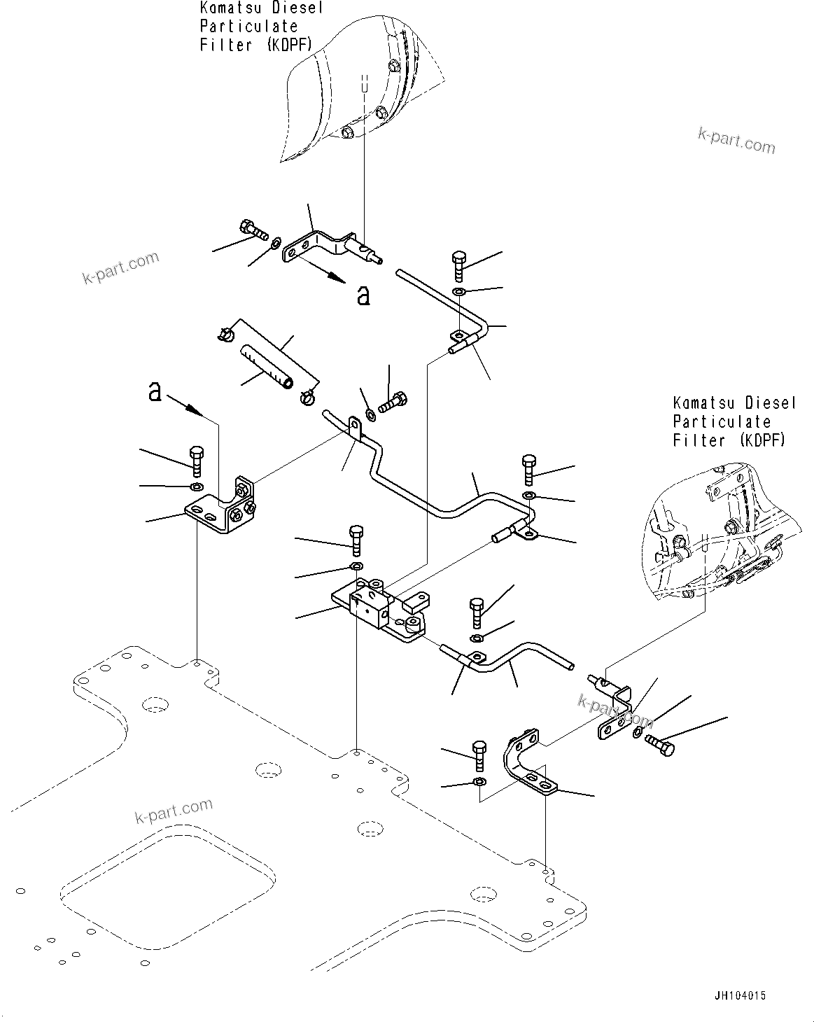 Komatsu parts book diagram for D475A-8E0 S/N 51001-UP: EXHAUST PIPE, DRAIN PIPING(#50001-)
