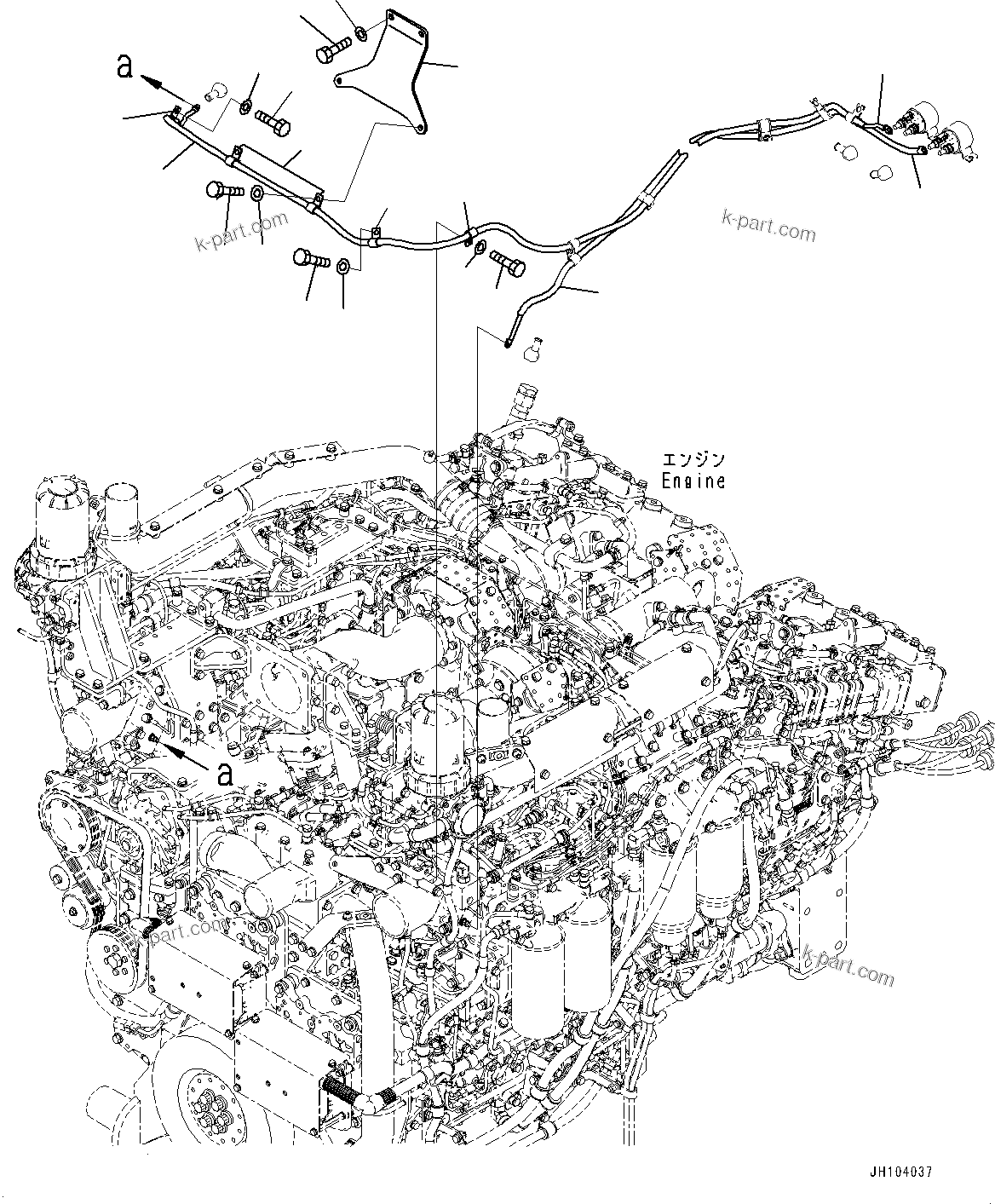 Komatsu parts book diagram for D475A-8E0 S/N 51001-UP: ENGINE WIRING HARNESS, RIBBON HEATER (1/2)(#50001-)
