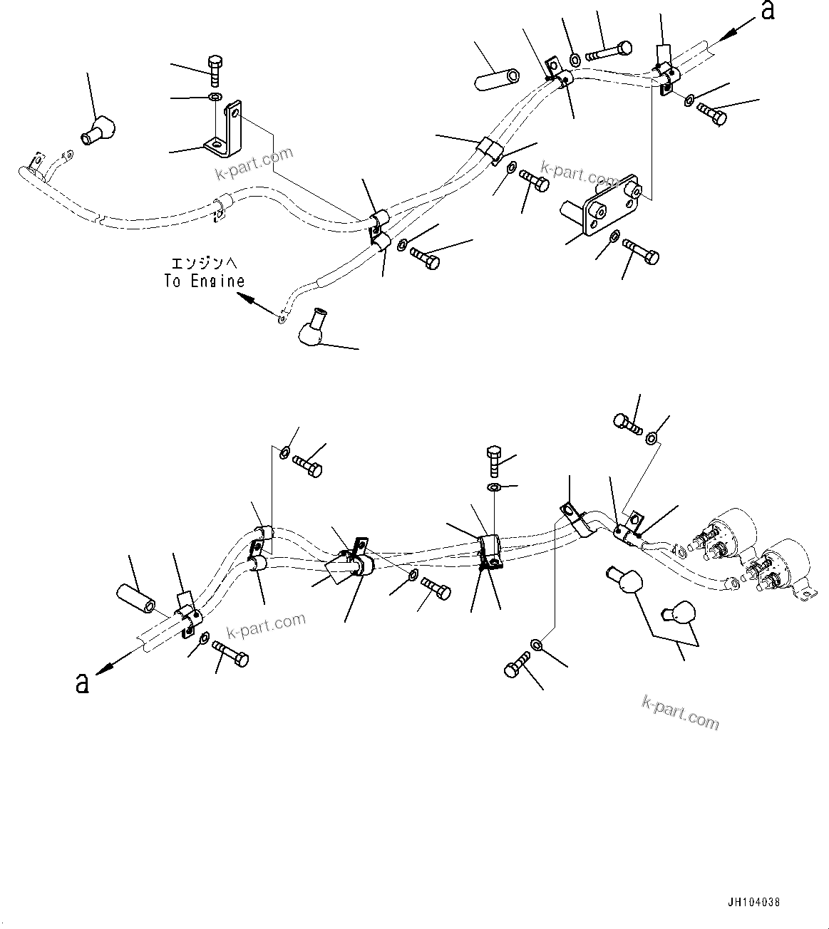 Komatsu parts book diagram for D475A-8E0 S/N 51001-UP: ENGINE WIRING HARNESS, RIBBON HEATER (2/2)(#50001-)