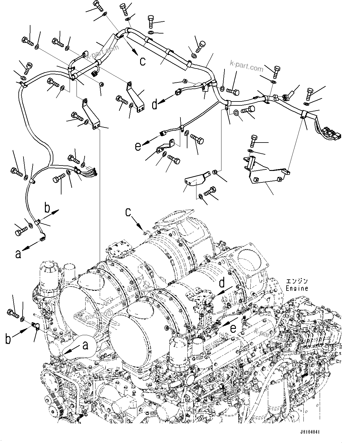 Komatsu parts book diagram for D475A-8E0 S/N 51001-UP: ENGINE WIRING HARNESS, SENSOR RELATED PARTS(#50001-50001)