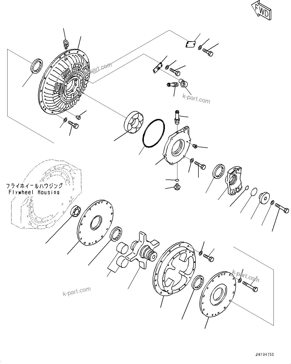 Komatsu parts book diagram for D475A-8E0 S/N 51001-UP: DAMPER, INNER PARTS(#50001-)