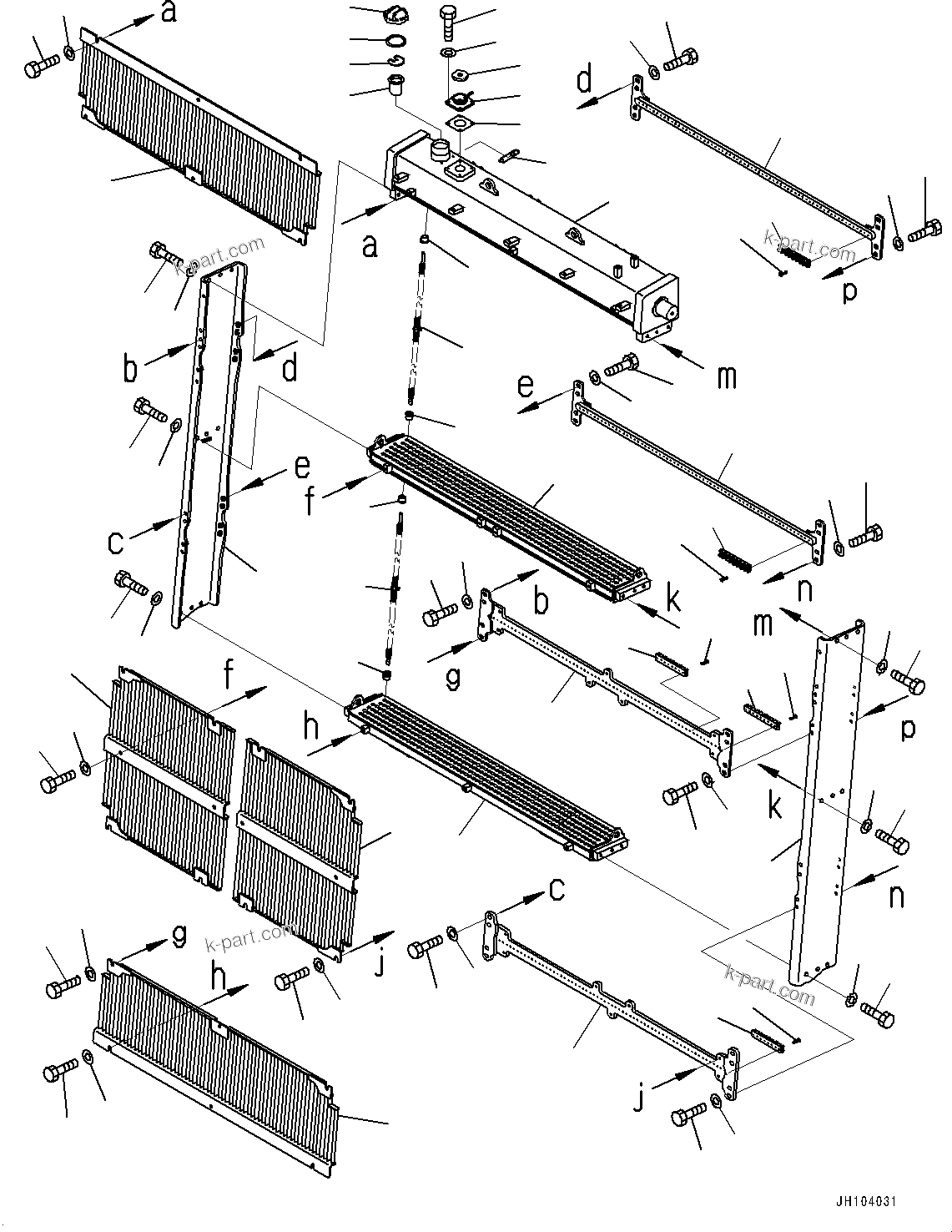 Komatsu parts book diagram for D475A-8E0 S/N 51001-UP: COOLING SYSTEM, RADIATOR(#51001-)