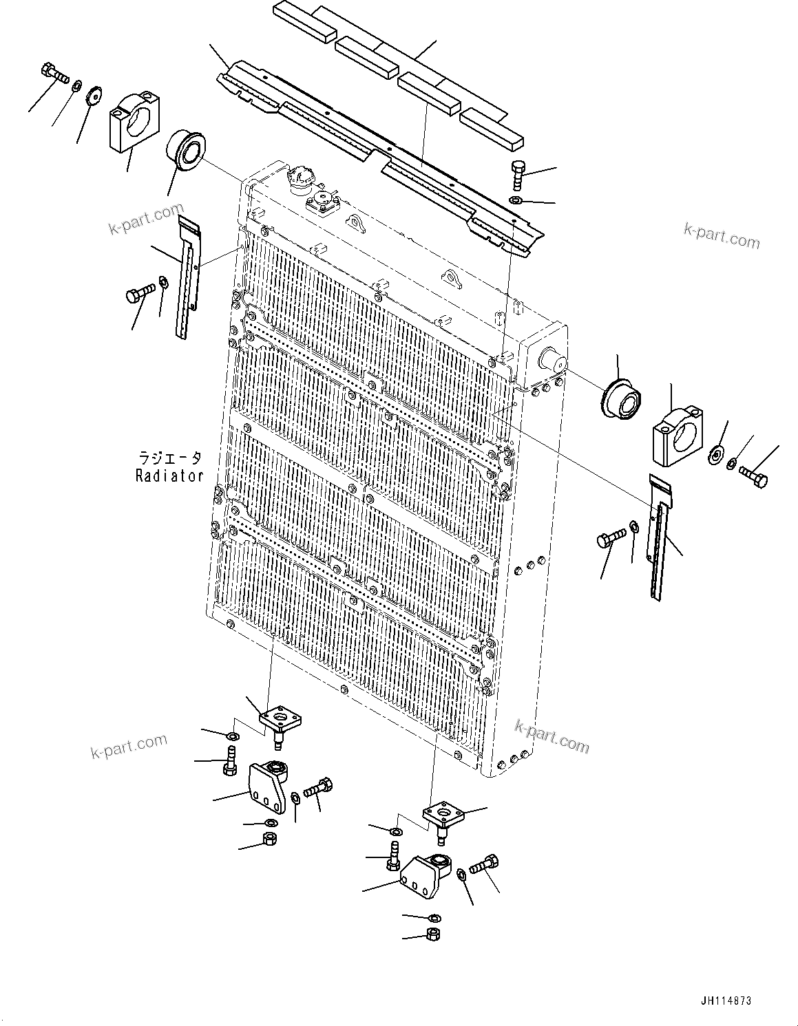 Komatsu parts book diagram for D475A-8E0 S/N 51001-UP: COOLING SYSTEM, RADIATOR MOUNTING(#51001-)
