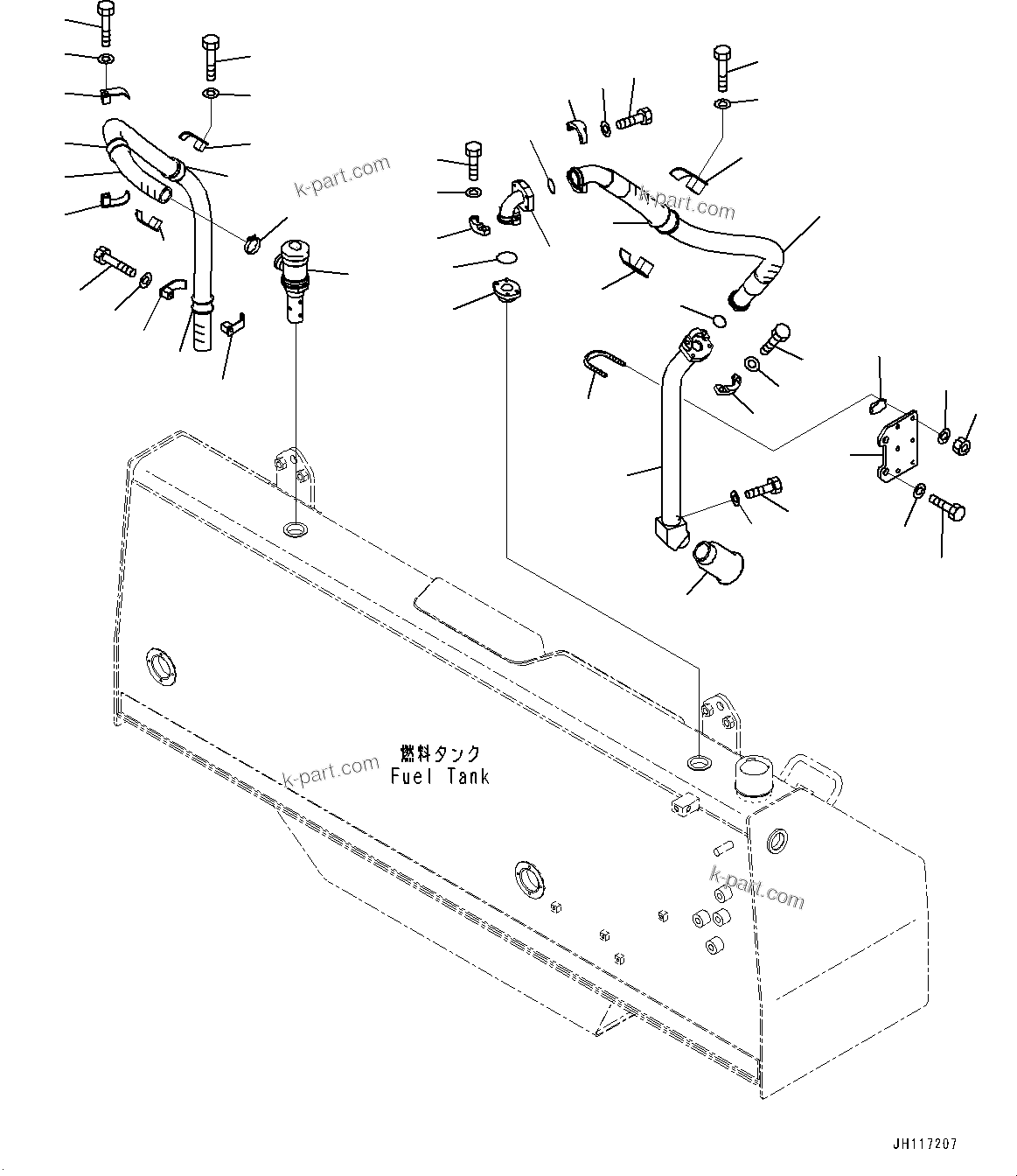 Komatsu parts book diagram for D475A-8E0 S/N 51001-UP: FUEL TANK, QUICK CHARGE PIPING(#50001-)