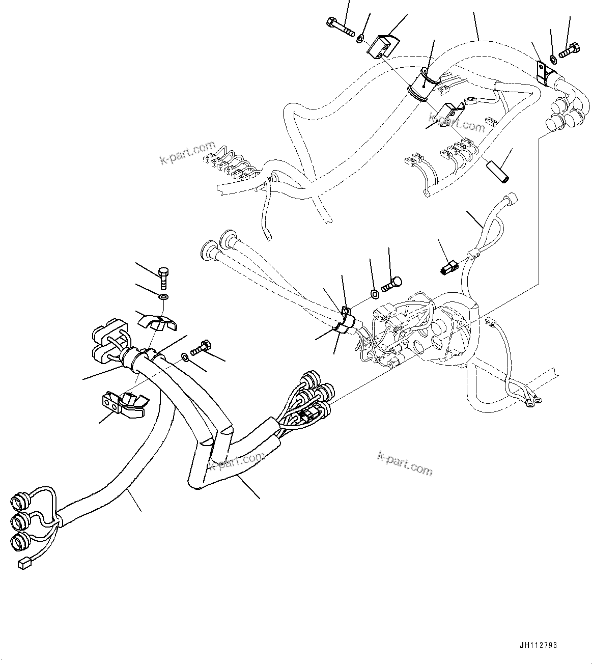 Komatsu parts book diagram for D475A-8E0 S/N 51001-UP: ELECTRIC WIRING HARNESS, POWER TRAIN WIRING HARNESS CLAMP(#50029-)