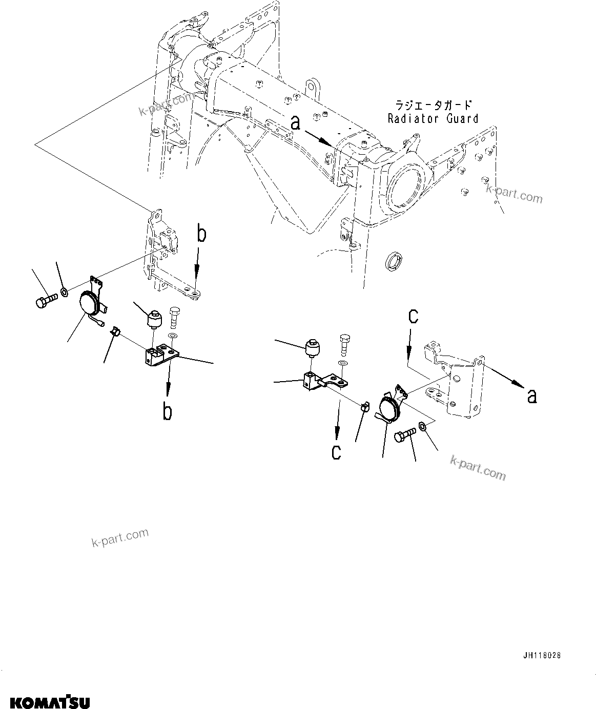 Komatsu parts book diagram for D475A-8E0 S/N 51001-UP: HORN, (#51001-)