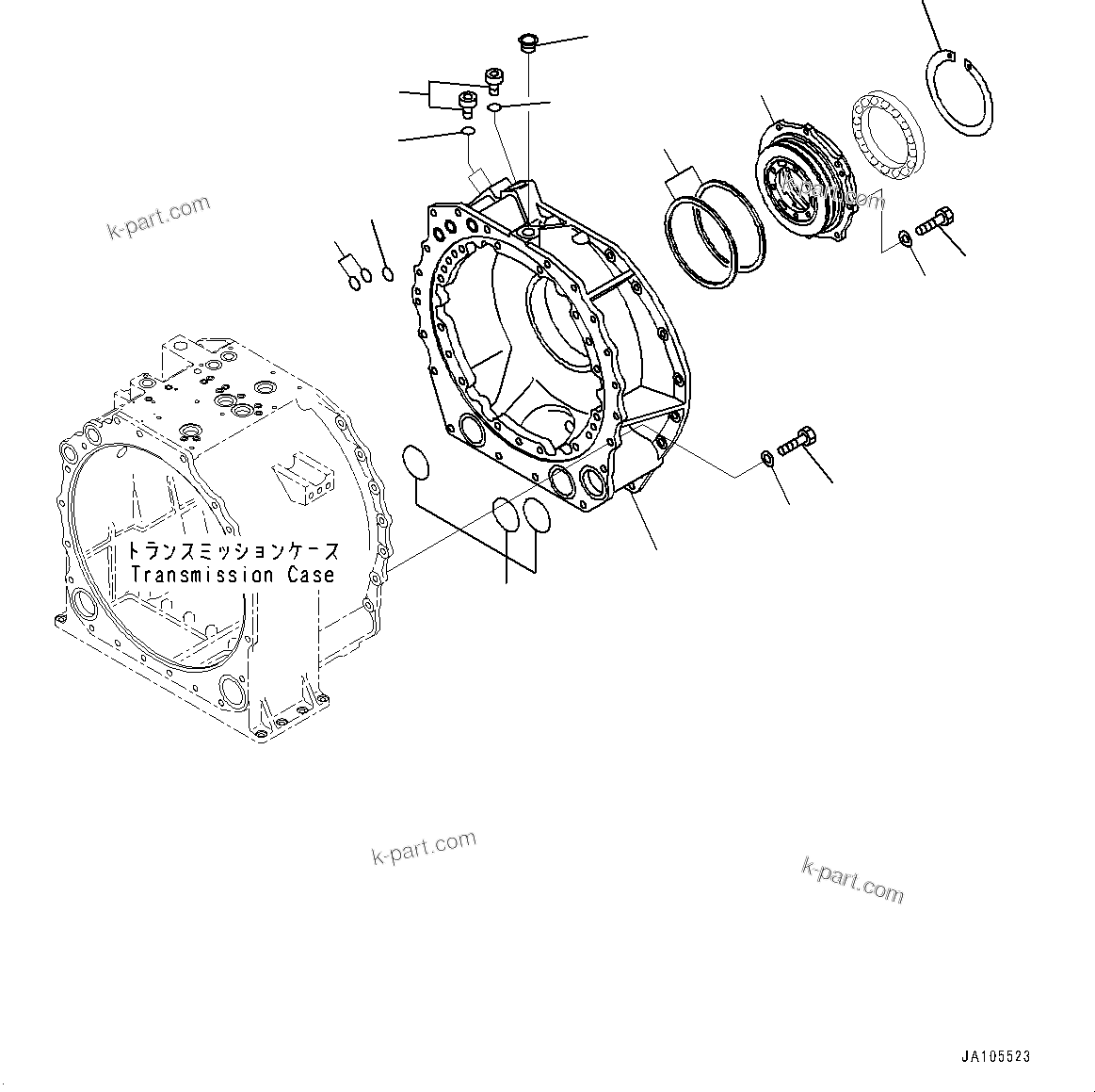 Komatsu parts book diagram for D475A-8E0 S/N 51001-UP: POWER TRAIN, TRANSFER CASE(#50001-)