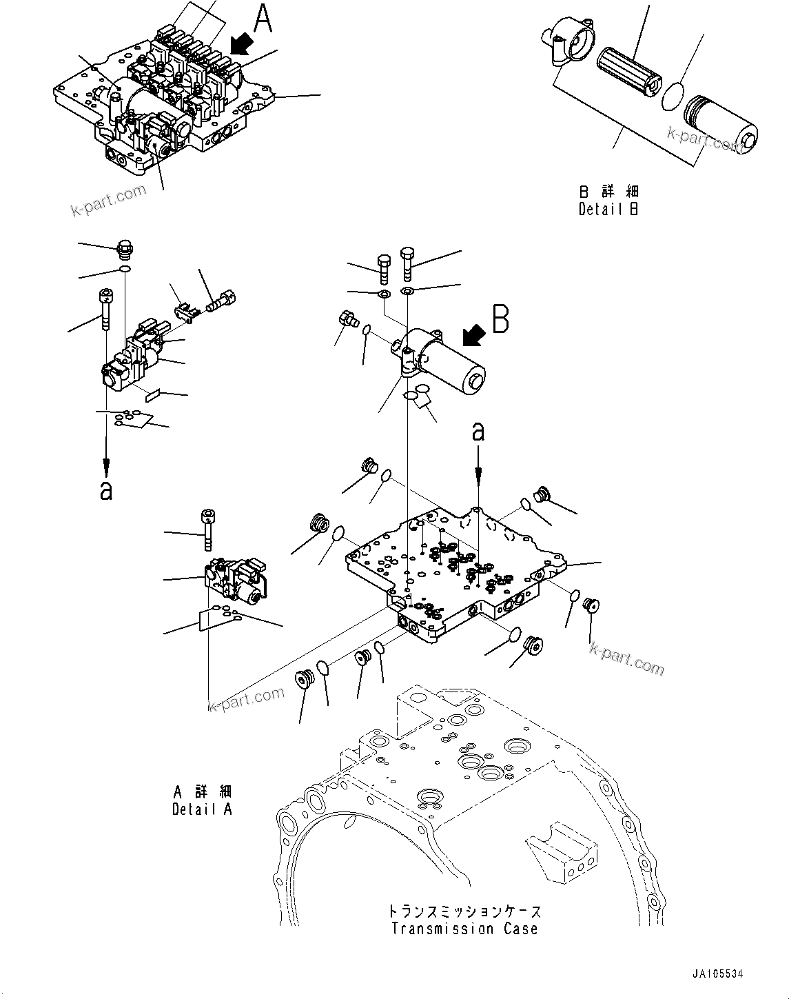 Komatsu parts book diagram for D475A-8E0 S/N 51001-UP: POWER TRAIN, TRANSMISSION CONTROL VALVE (1/2)(#50001-)