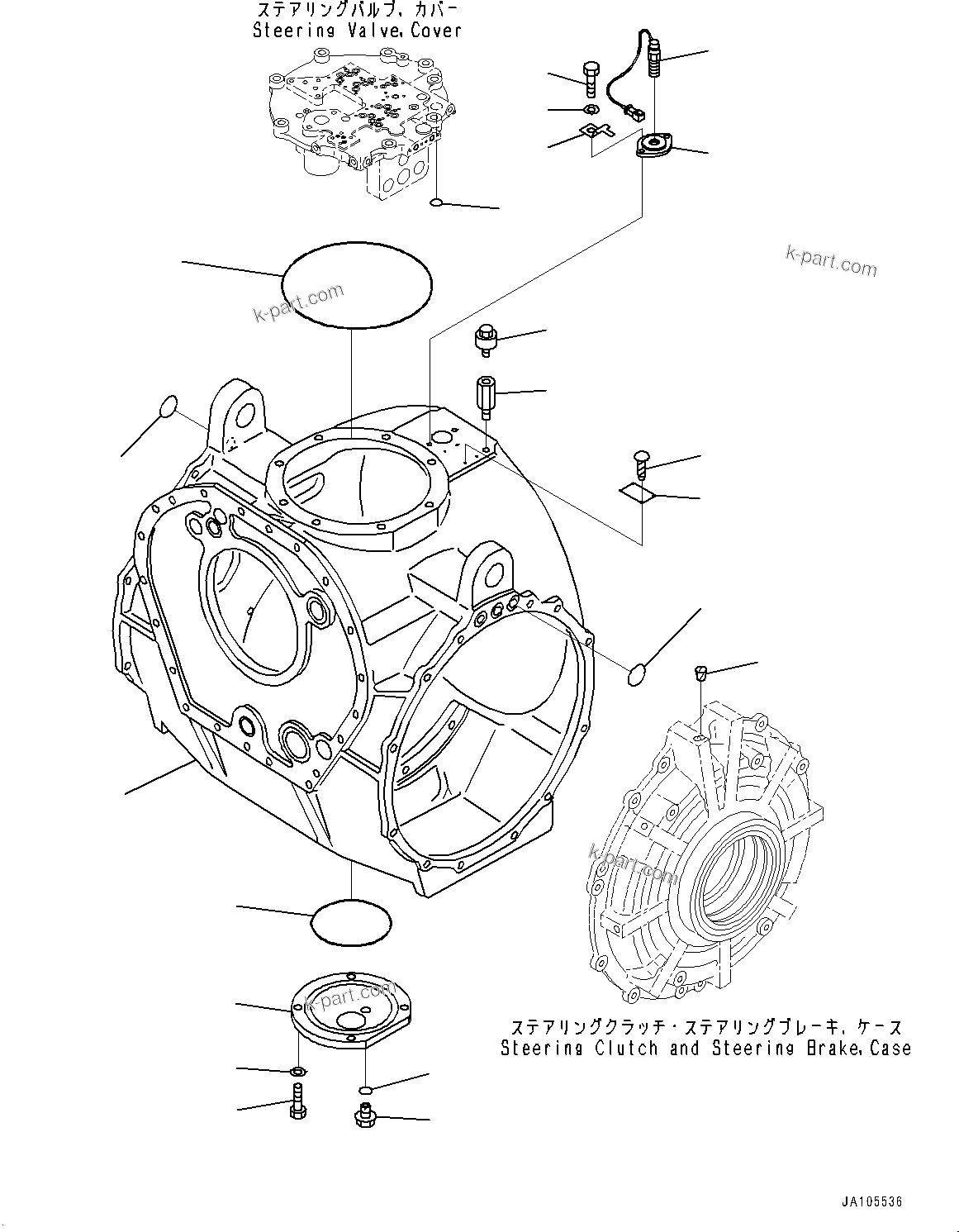 Komatsu parts book diagram for D475A-8E0 S/N 51001-UP: POWER TRAIN, STEERING CASE(#50001-)
