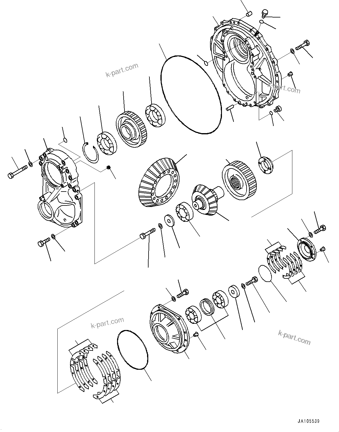 Komatsu parts book diagram for D475A-8E0 S/N 51001-UP: POWER TRAIN, PINION AND CAGE(#50001-)