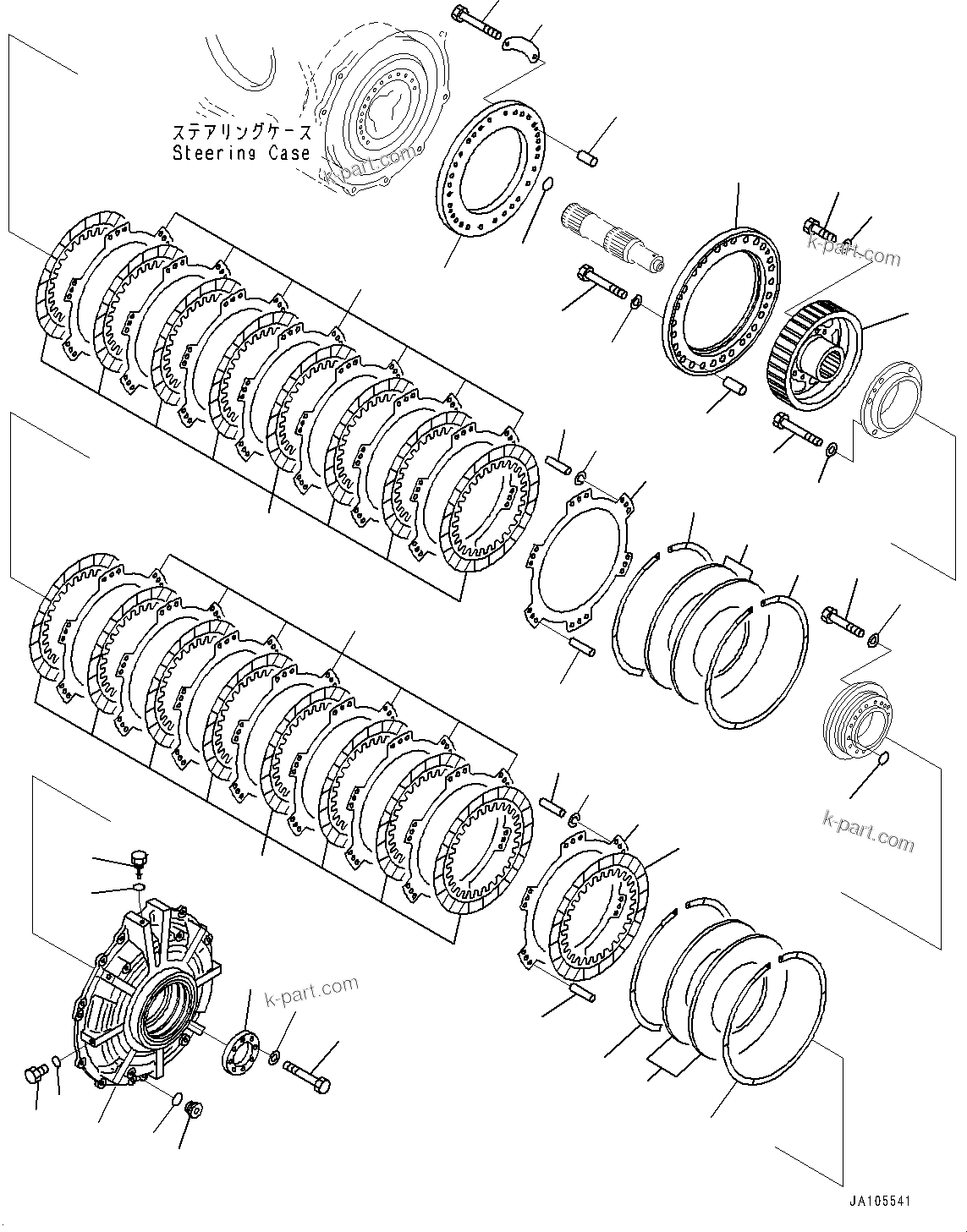 Komatsu parts book diagram for D475A-8E0 S/N 51001-UP: POWER TRAIN, STEERING CLUTCH AND STEERING BRAKE (1/2)(#50001-)
